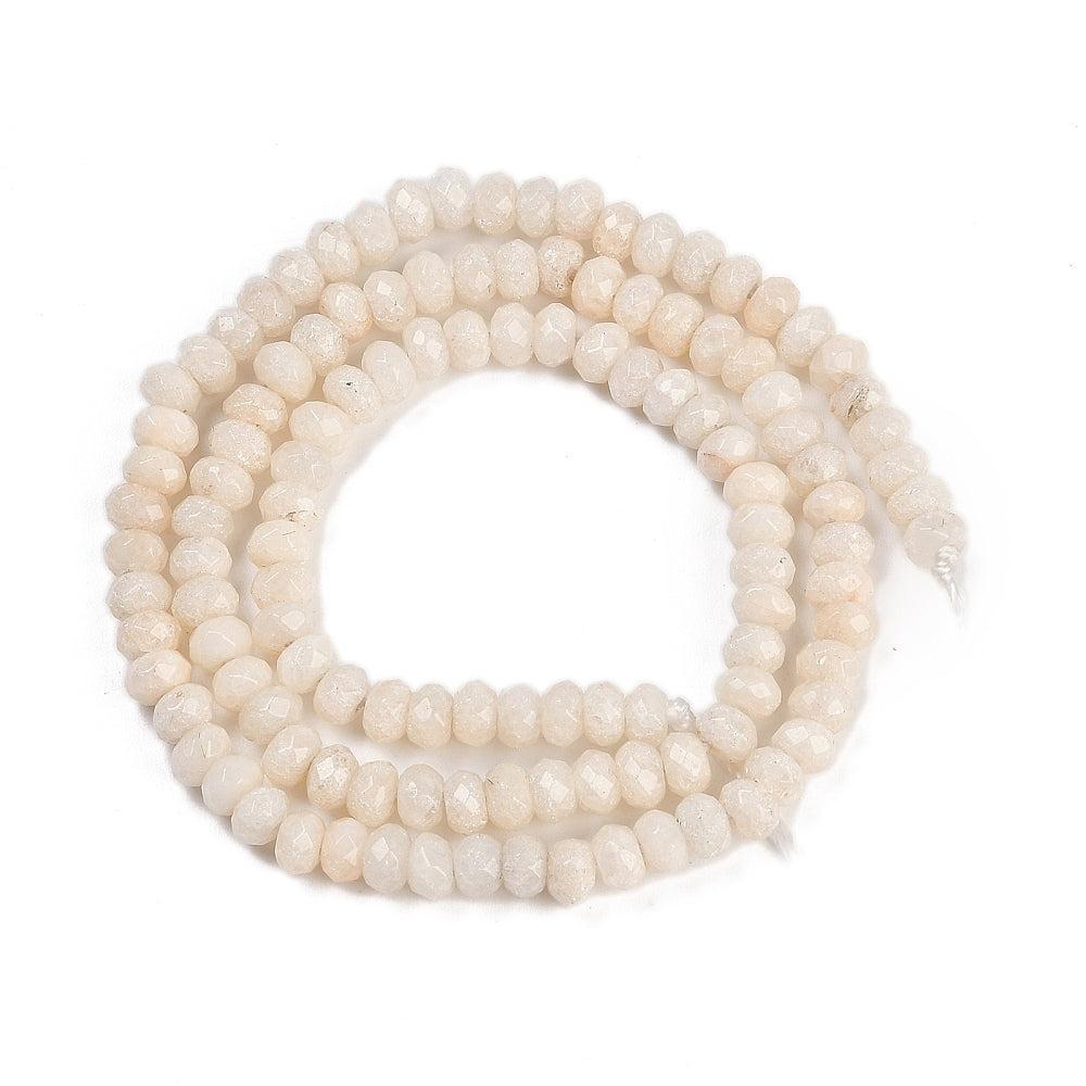 Edelsteen Kralen Witte Jade Rondel Papaya 4x3mm - per streng (± 116 stuks)-Kralen-Kraaltjes van Renate