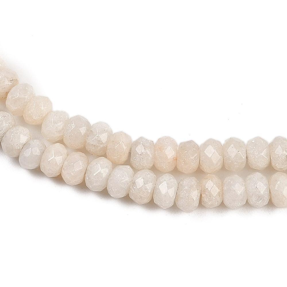 Edelsteen Kralen Witte Jade Rondel Papaya 4x3mm - per streng (± 116 stuks)-Kralen-Kraaltjes van Renate