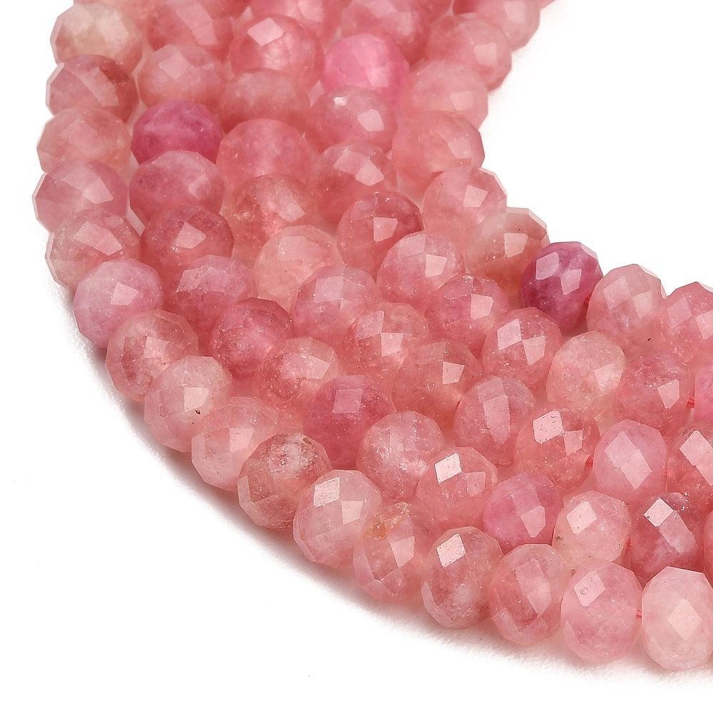 Edelsteen Kralen Witte Jade Rondel Roze 8x5.5mm - per stuk