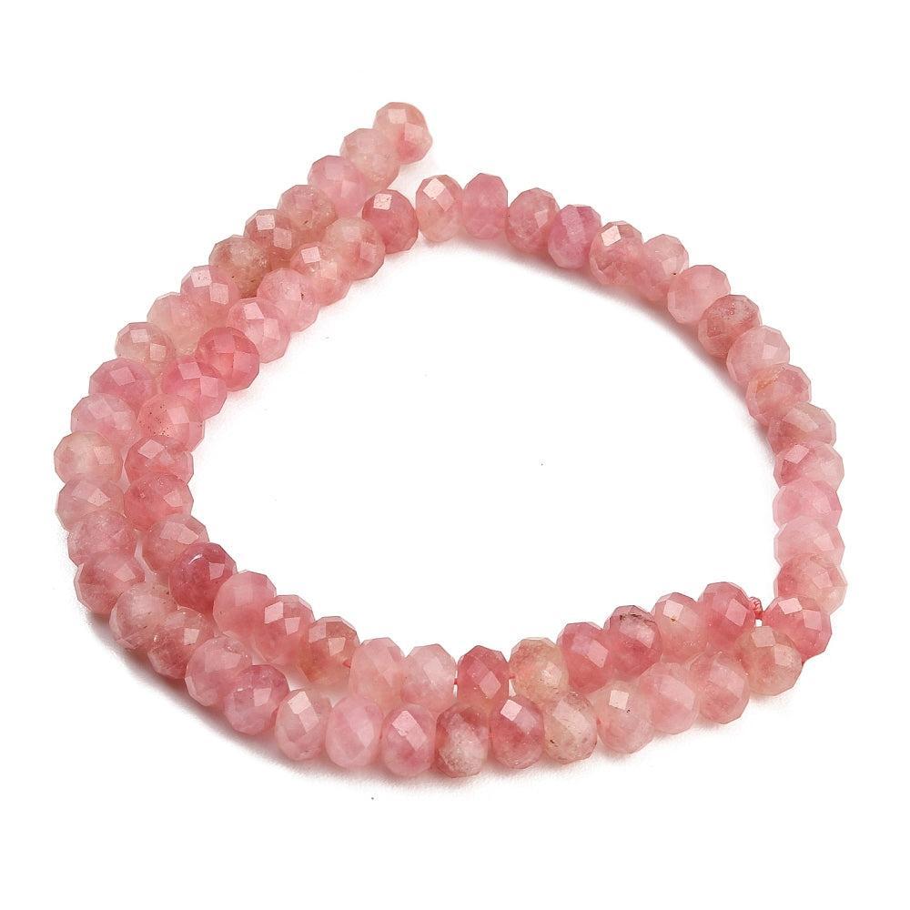 Edelsteen Kralen Witte Jade Rondel Roze 8x5.5mm - per stuk