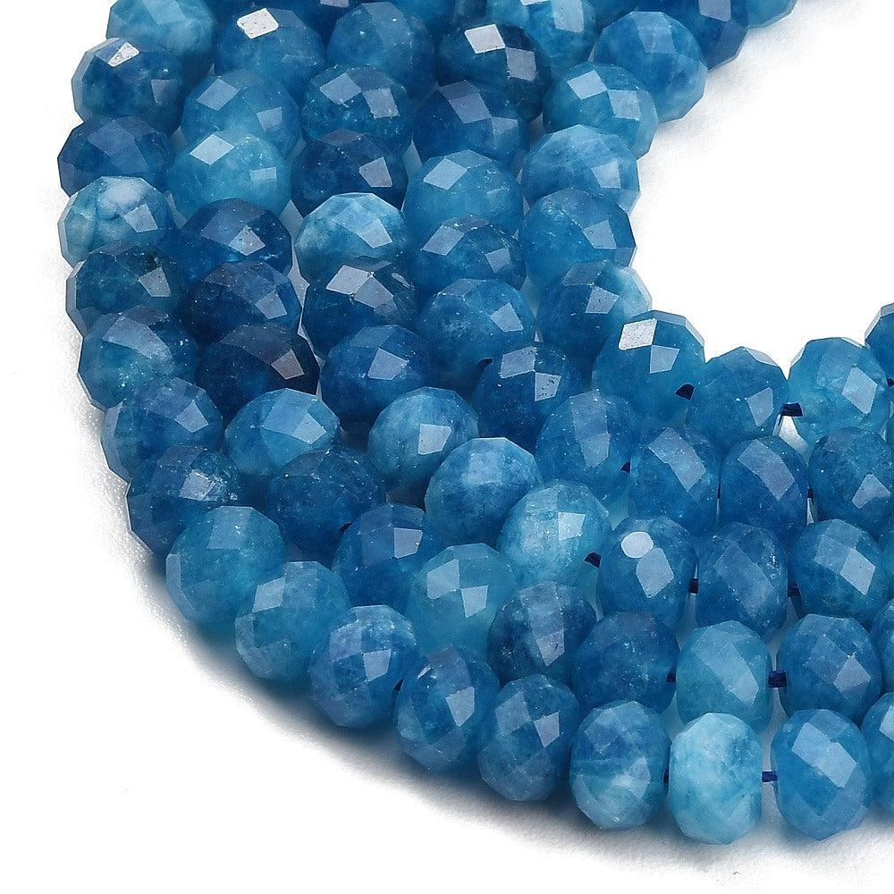 Edelsteen Kralen Witte Jade Rondel Staalblauw 8x5.5mm - per stuk