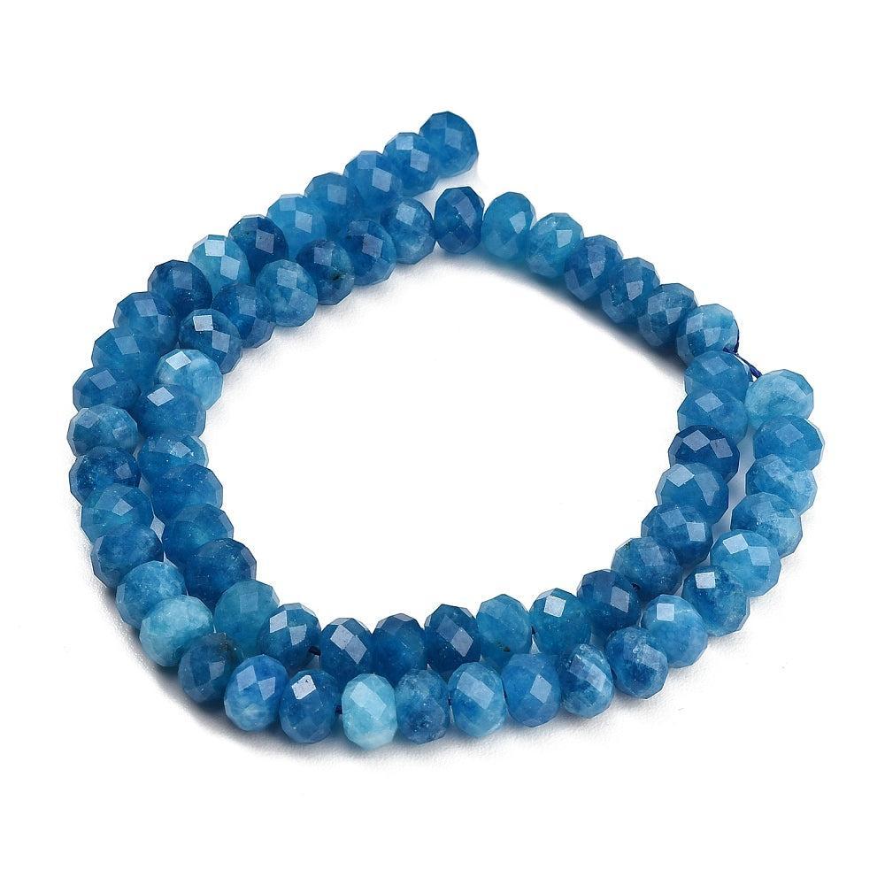 Edelsteen Kralen Witte Jade Rondel Staalblauw 8x5.5mm - per stuk