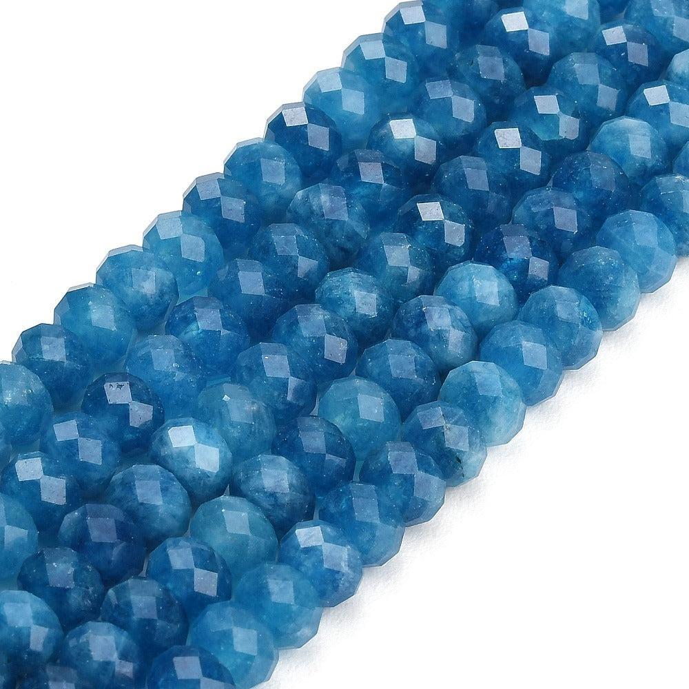 Edelsteen Kralen Witte Jade Rondel Staalblauw 8x5.5mm - per stuk