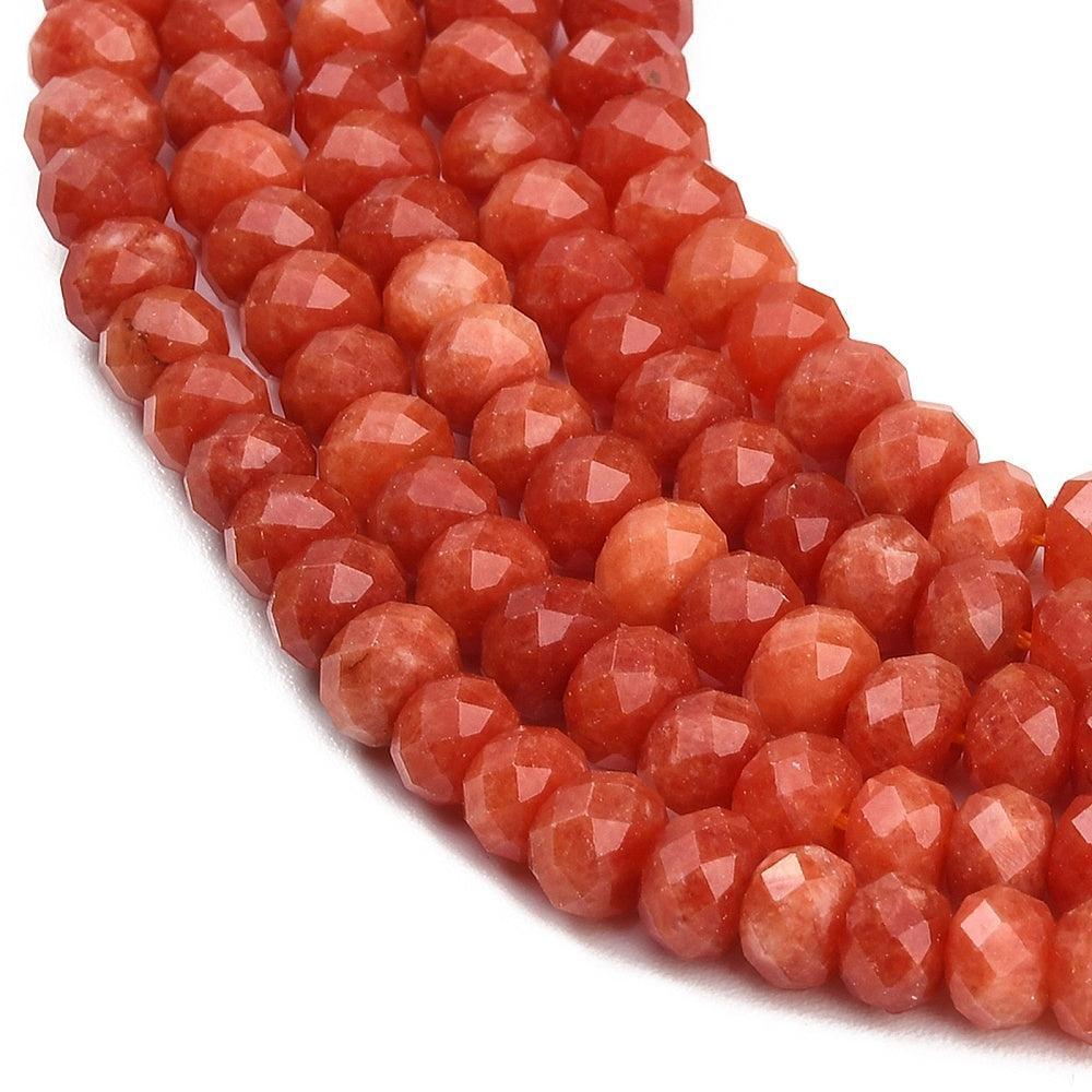 Edelsteen Kralen Witte Jade Rondel Tomaatrood 8x5.5mm - per stuk