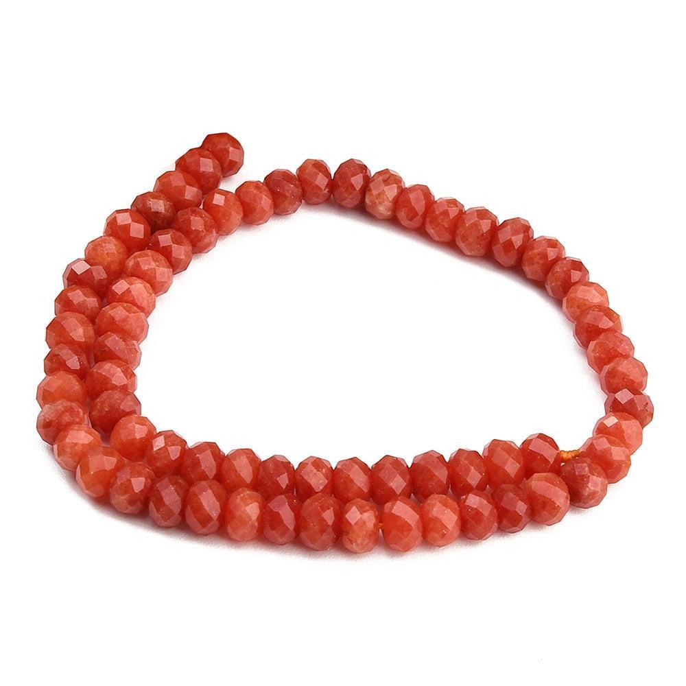 Edelsteen Kralen Witte Jade Rondel Tomaatrood 8x5.5mm - per stuk