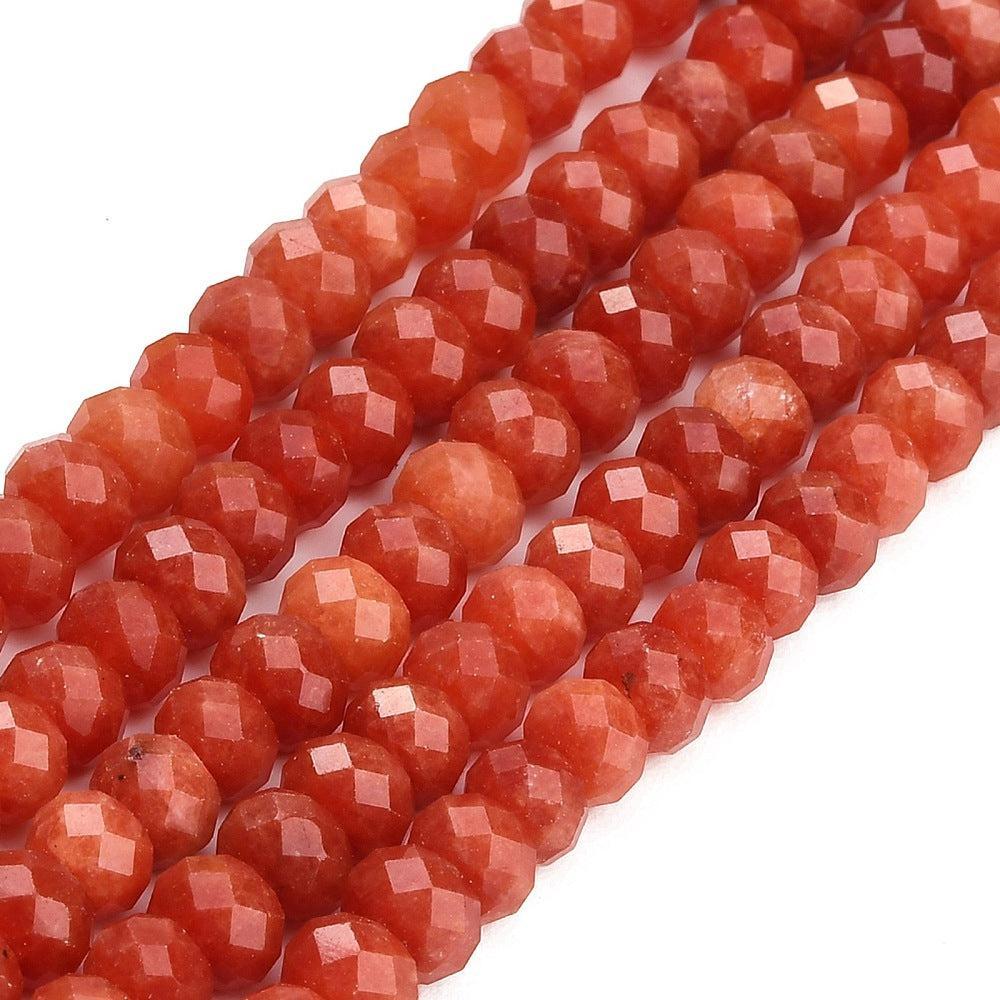 Edelsteen Kralen Witte Jade Rondel Tomaatrood 8x5.5mm - per stuk