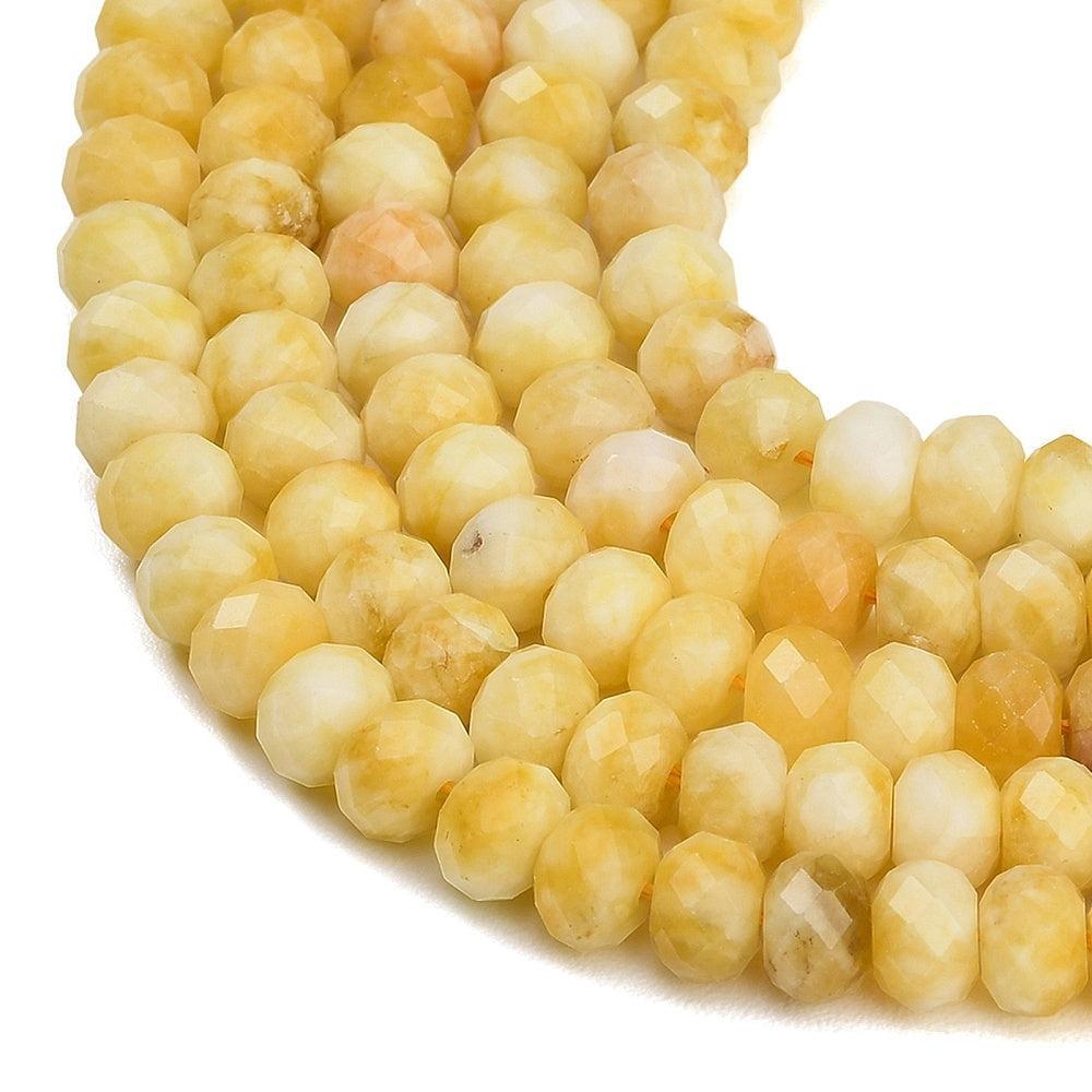 Edelsteen Kralen Witte Jade Rondel Zacht Geel 8x5.5mm - per stuk