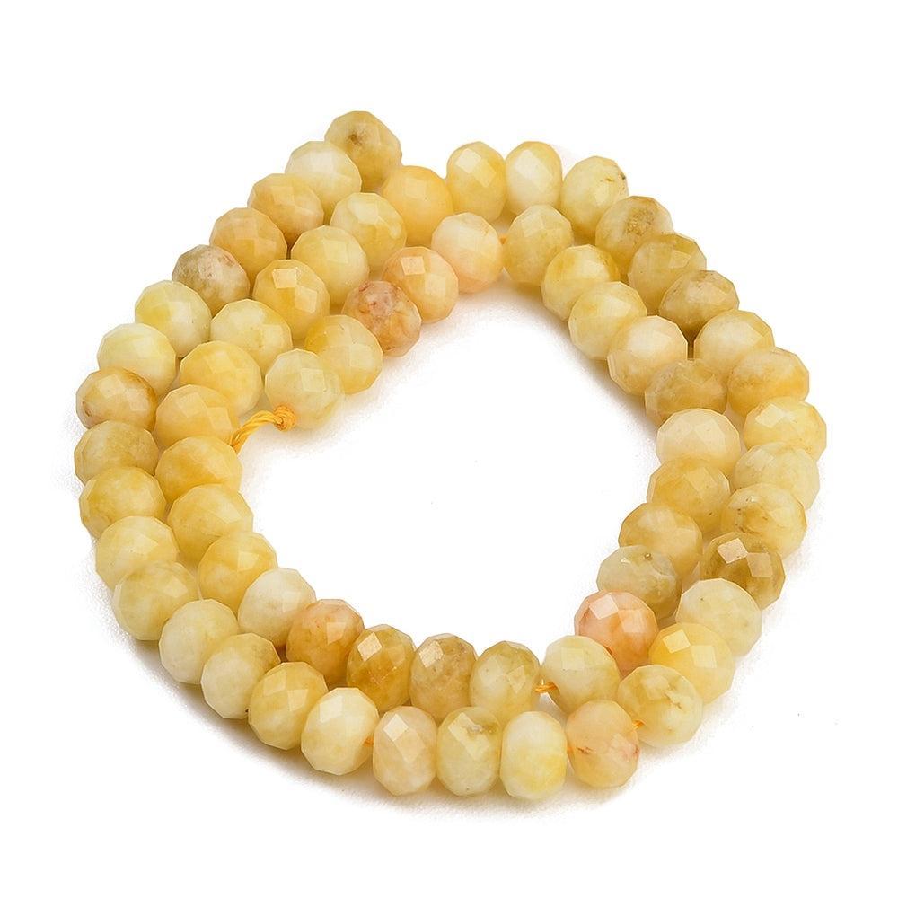 Edelsteen Kralen Witte Jade Rondel Zacht Geel 8x5.5mm - per stuk