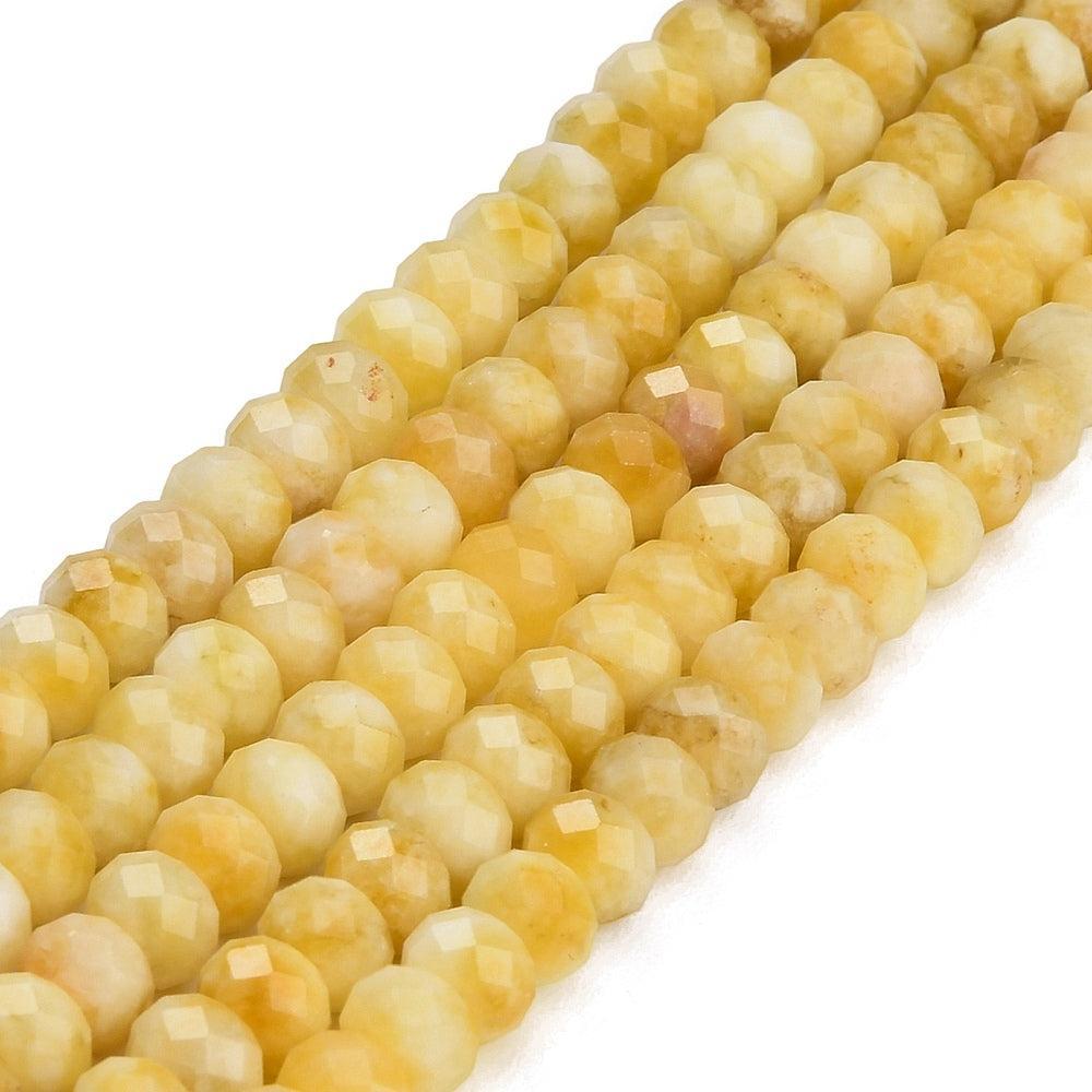 Edelsteen Kralen Witte Jade Rondel Zacht Geel 8x5.5mm - per stuk