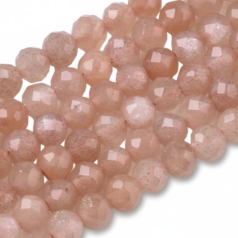 Edelsteen Kralen Zonnesteen Facet 3mm - per streng (± 120 stuks)-Kralen-Kraaltjes van Renate