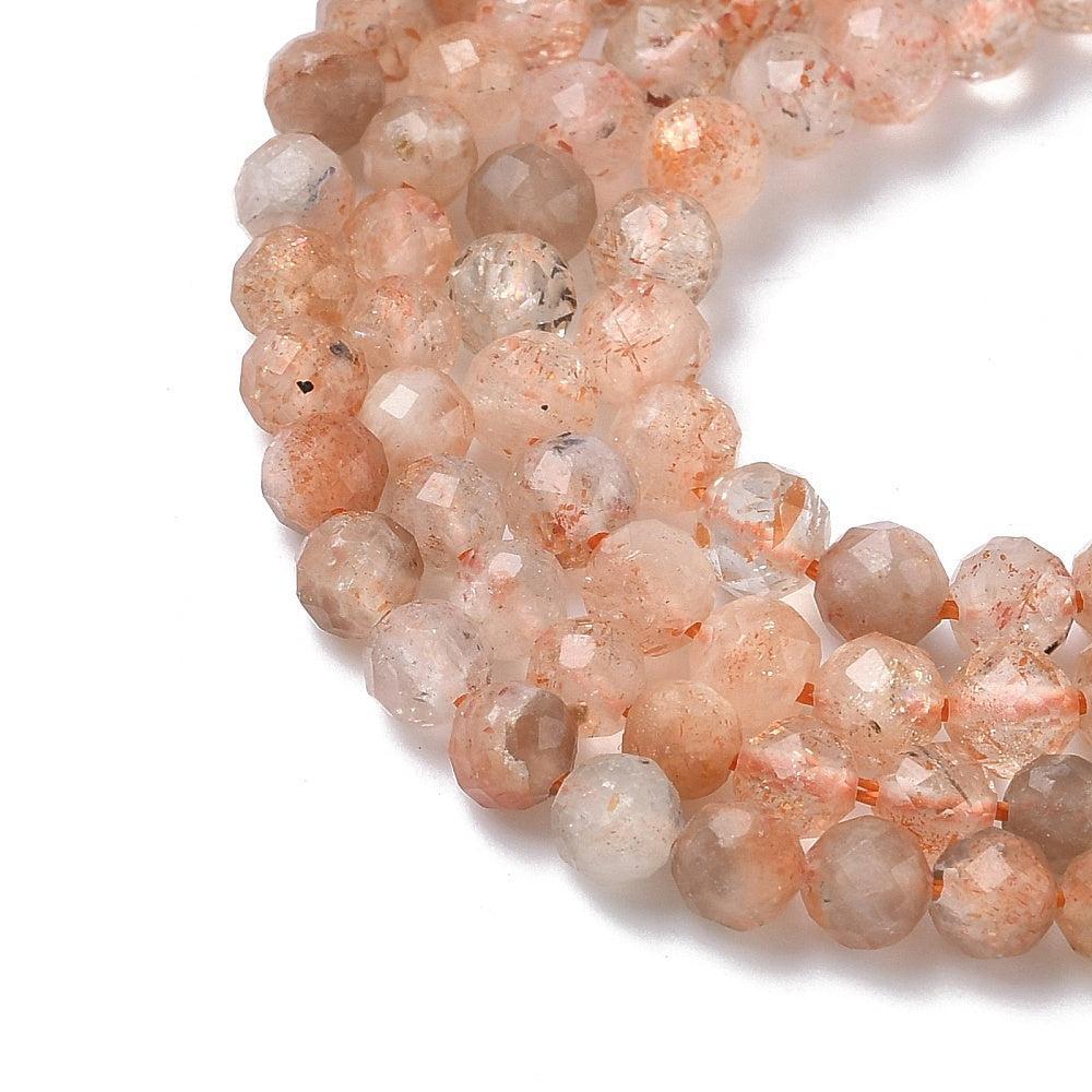 Edelsteen Rond Sunstone Oranje 4mm - per zakje (20 stuks)-Kraaltjes van Renate