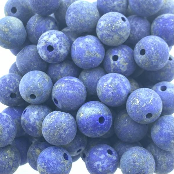 Edelsteen Lapis lazuli frosted blauw 8mm-Kraaltjes van Renate