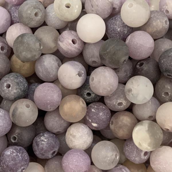 Edelsteen Lilac Jade frosted rond 8mm-Kraaltjes van Renate