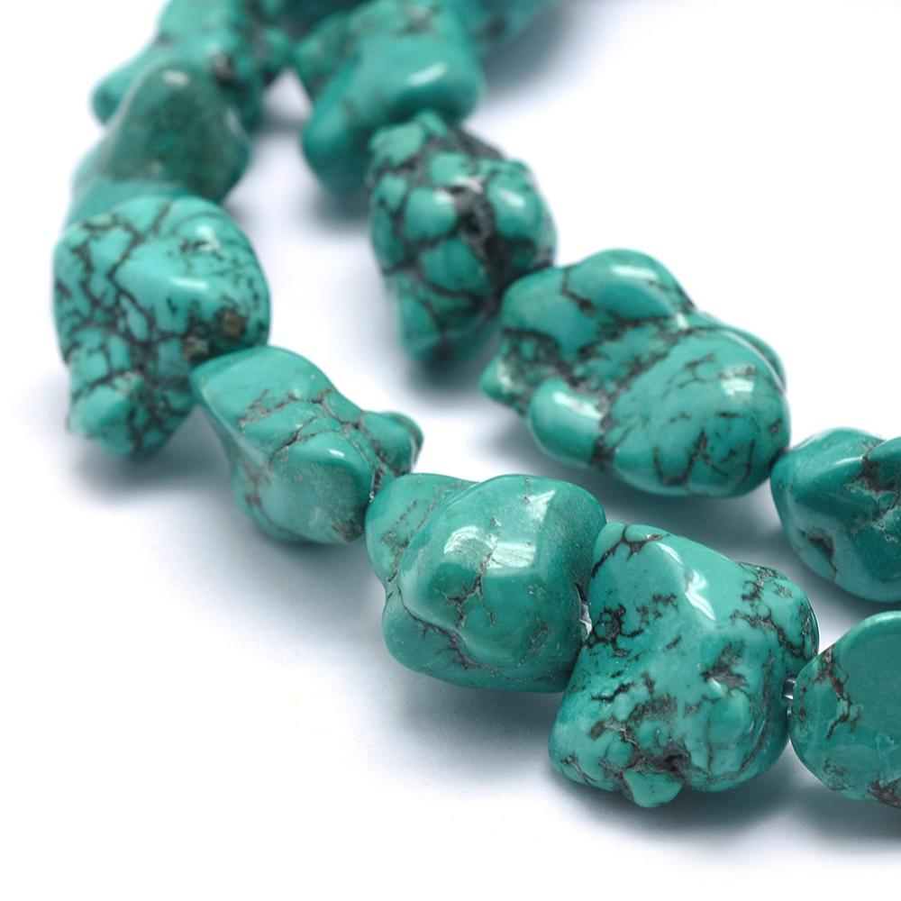 Edelsteen Magnesiet turquoise nugget ±15mm- per stuk-Kralen-Kraaltjes van Renate