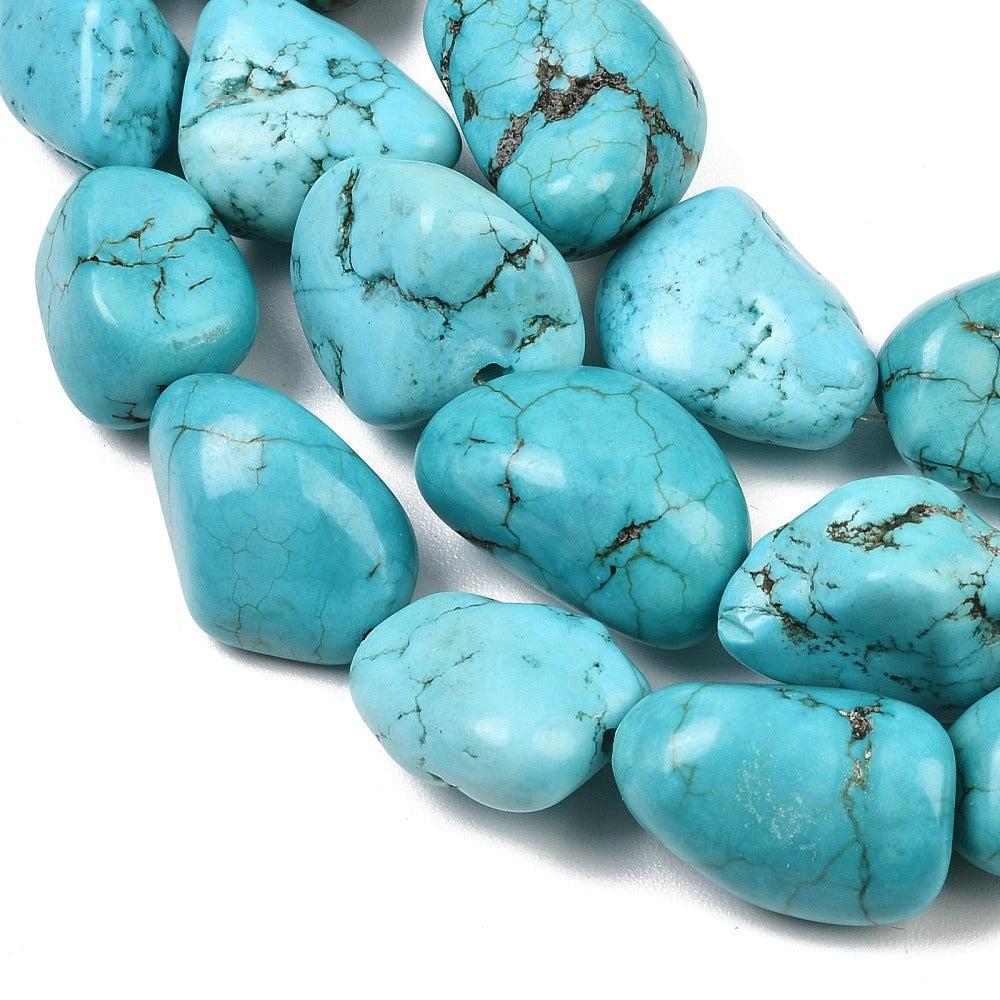 Edelsteen Magnesiet turquoise nugget ±22mm- per stuk-Kralen-Kraaltjes van Renate