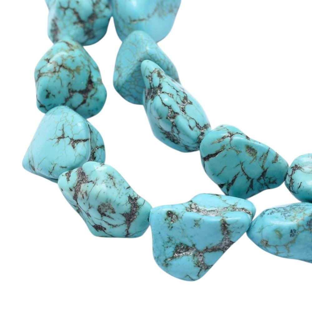 Edelsteen Magnesiet turquoise nugget ±22mm- per stuk-Kralen-Kraaltjes van Renate