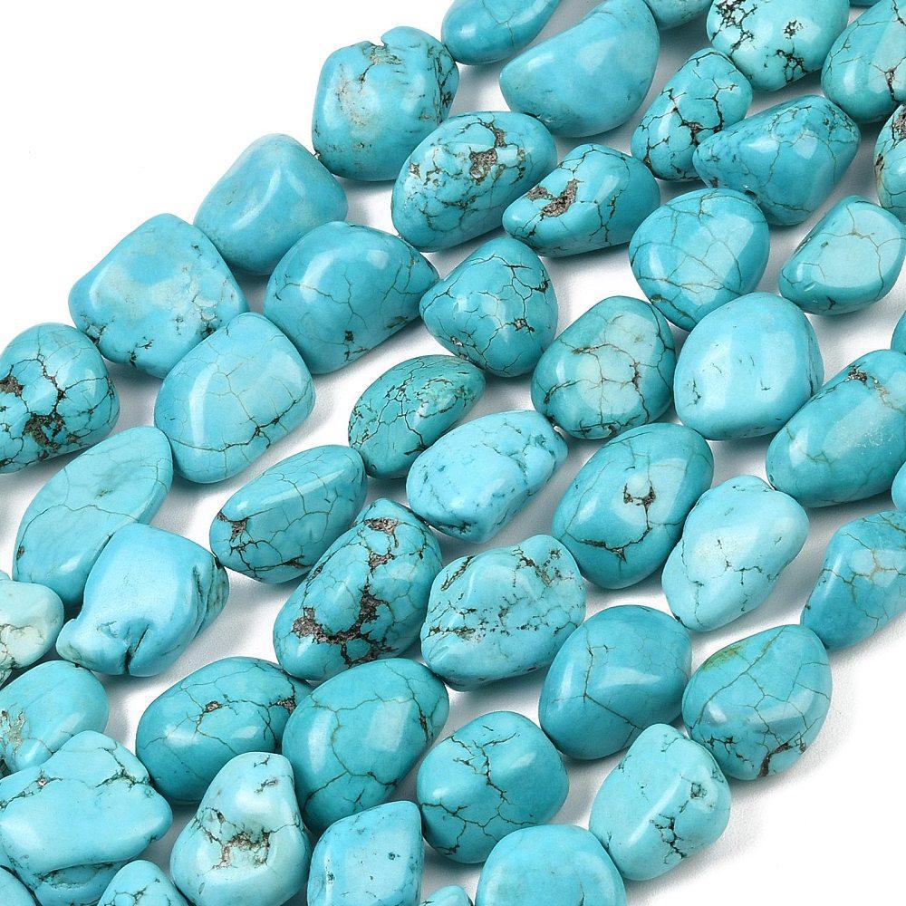Edelsteen Magnesiet turquoise nugget ±22mm- per stuk-Kralen-Kraaltjes van Renate