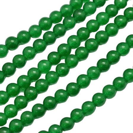 Edelsteen Malaysia jade dark green 6mm- per 15 stuks-Kralen-Kraaltjes van Renate