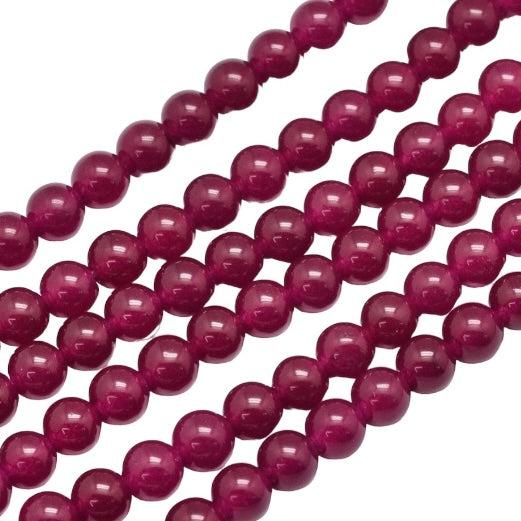 Edelsteen Malaysia jade violet red 6mm- per 15 stuks-Kralen-Kraaltjes van Renate