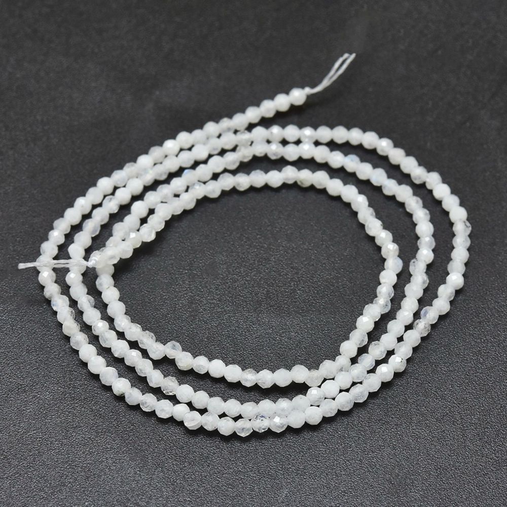 Edelsteen Moonstone faceted 2mm- ±40 stuks-bedels-Kraaltjes van Renate