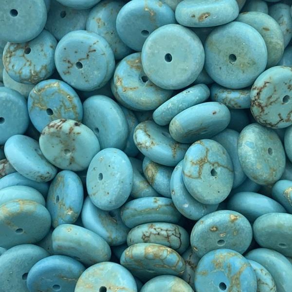 Edelsteen Natural Turquoise disc 10x3mm-Kraaltjes van Renate
