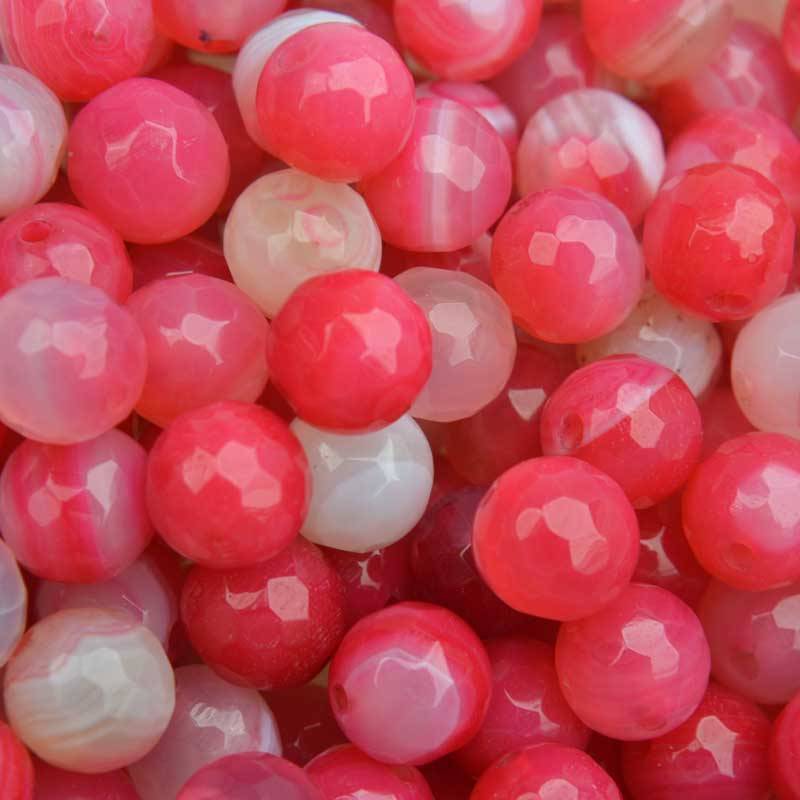 Edelsteen Natural pink agaat facet rond 8mm-Kraaltjes van Renate