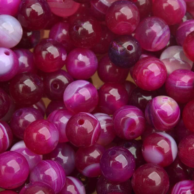 Edelsteen Natural striped agaat fuchsia rond 8mm-Kraaltjes van Renate
