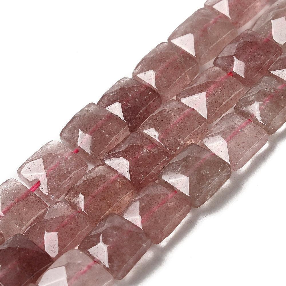 Edelsteen Quartz strawberry 10mm faceted - per stuk-Kralen-Kraaltjes van Renate