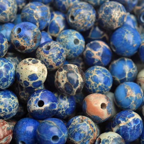 Edelsteen Regaliet rond blauw 6mm - 10 stuks-Kraaltjes van Renate