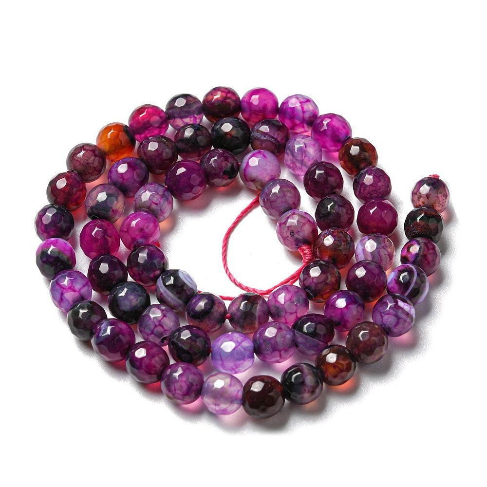 Edelsteen Rond Agaat Magenta Roze 6mm - per 15 stuks-Kralen-Kraaltjes van Renate