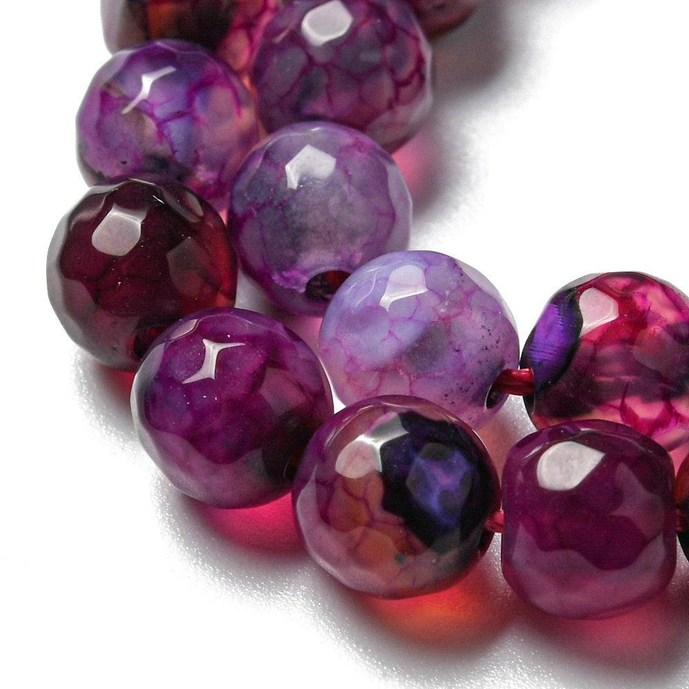 Edelsteen Rond Agaat Magenta Roze 6mm - per 15 stuks-Kralen-Kraaltjes van Renate