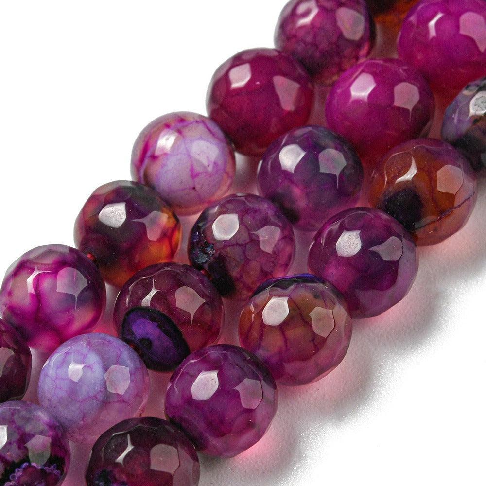 Edelsteen Rond Agaat Magenta Roze 6mm - per 15 stuks-Kralen-Kraaltjes van Renate
