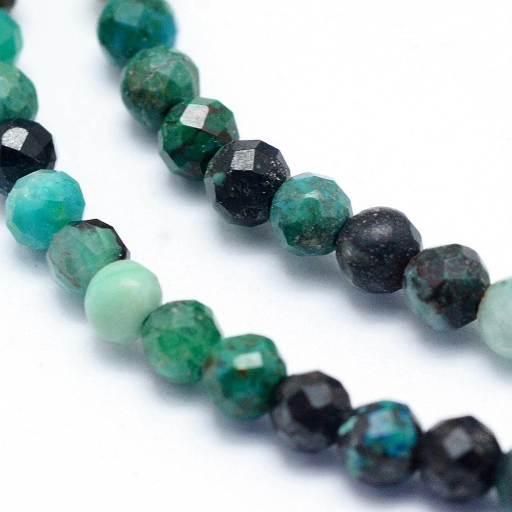 Edelsteen Rond Chrysocolla Blauw Groen 3mm - 20 stuks-Kraaltjes van Renate