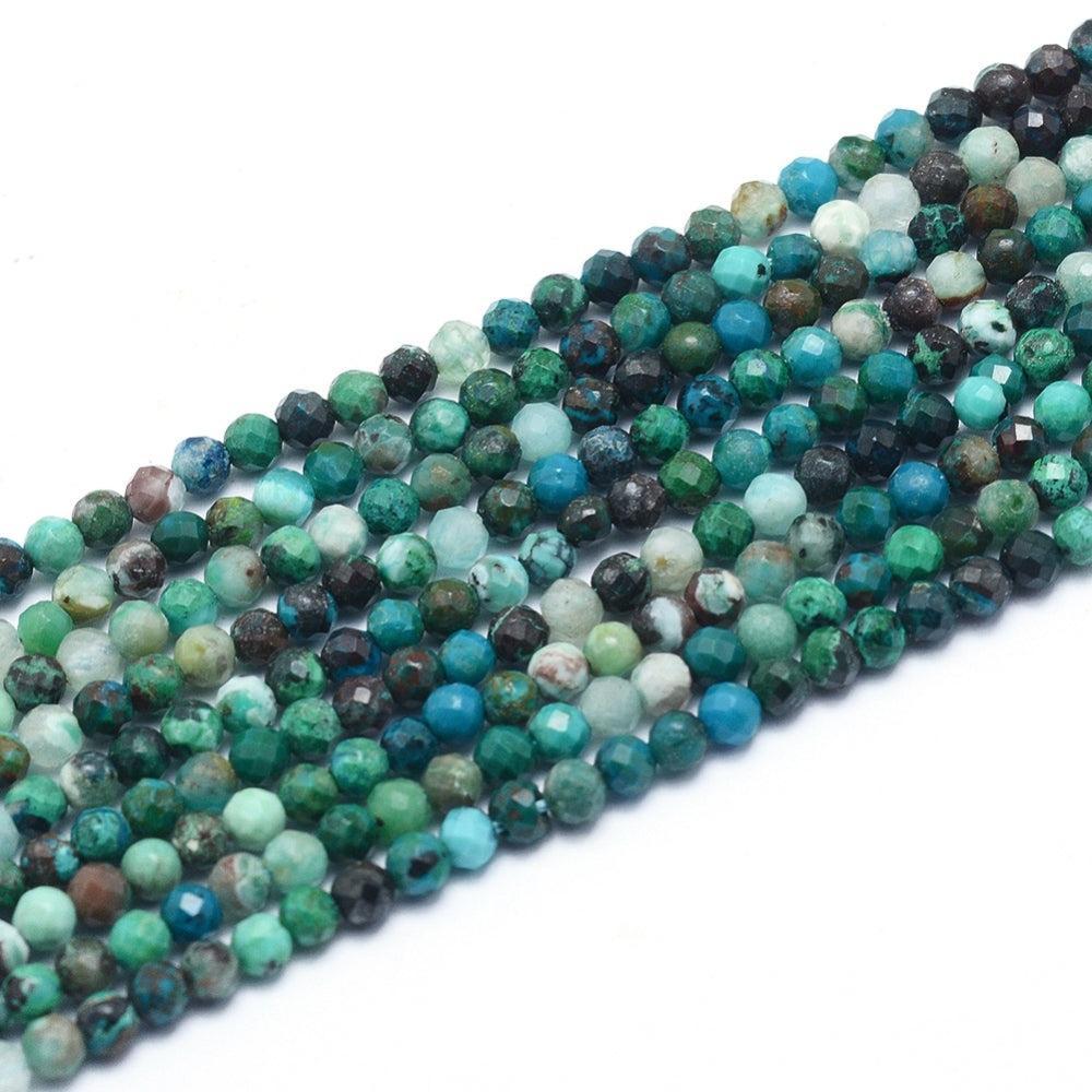 Edelsteen Rond Chrysocolla Blauw Groen 3mm - 20 stuks-Kraaltjes van Renate