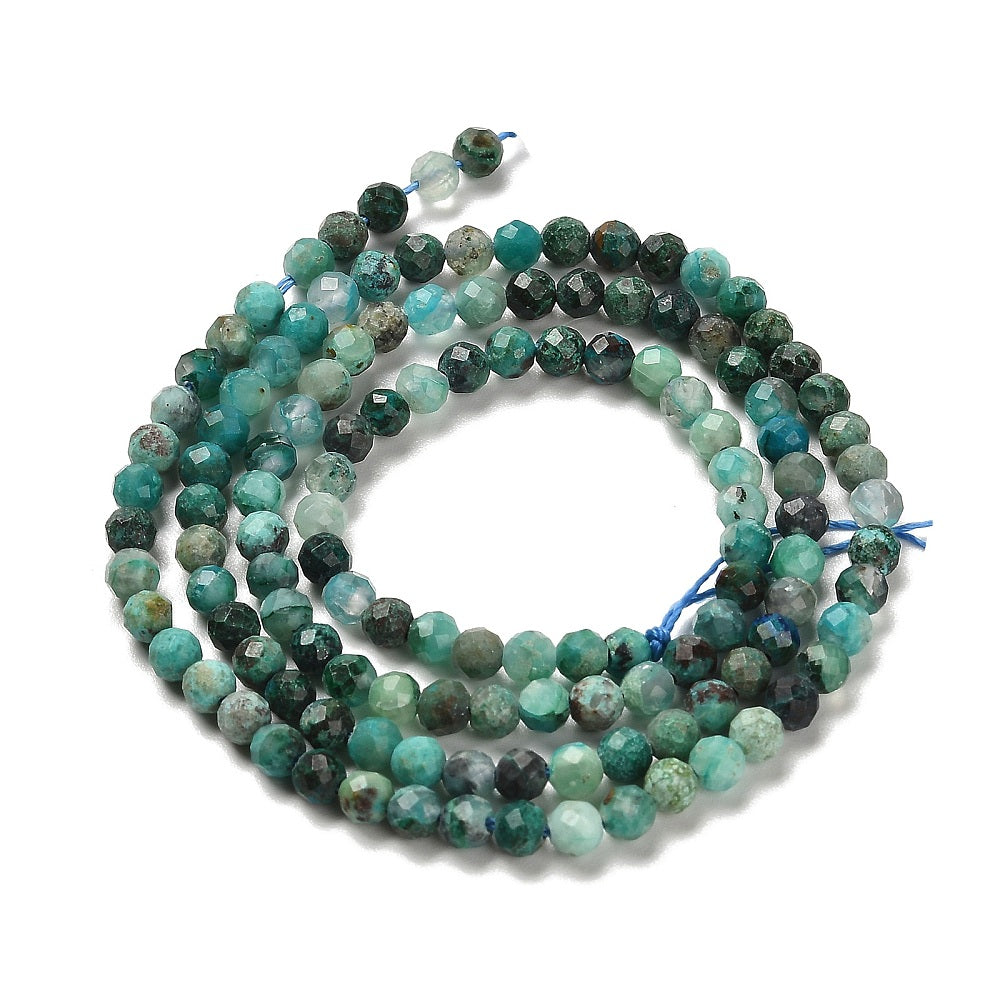 Edelsteen Rond Chrysocolla Blauw Groen 3mm - per 20 stuks-Kralen-Kraaltjes van Renate