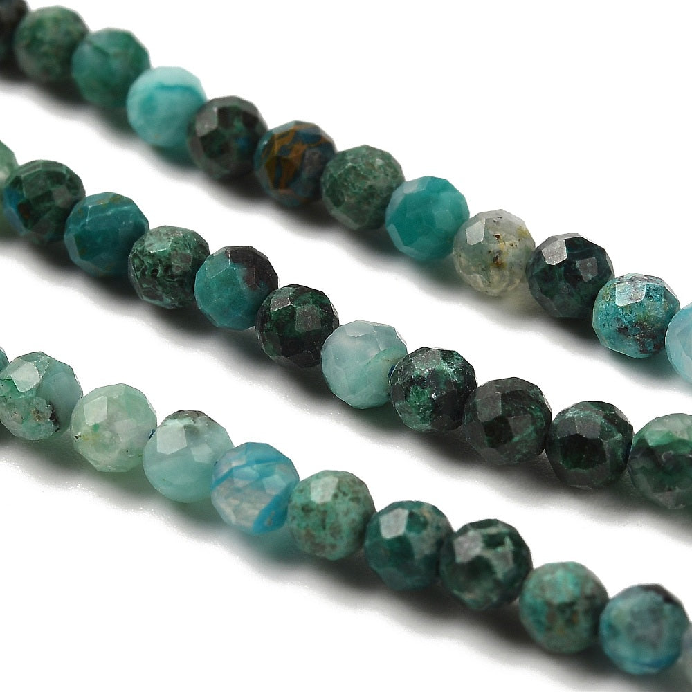 Edelsteen Rond Chrysocolla Blauw Groen 3mm - per 20 stuks-Kralen-Kraaltjes van Renate