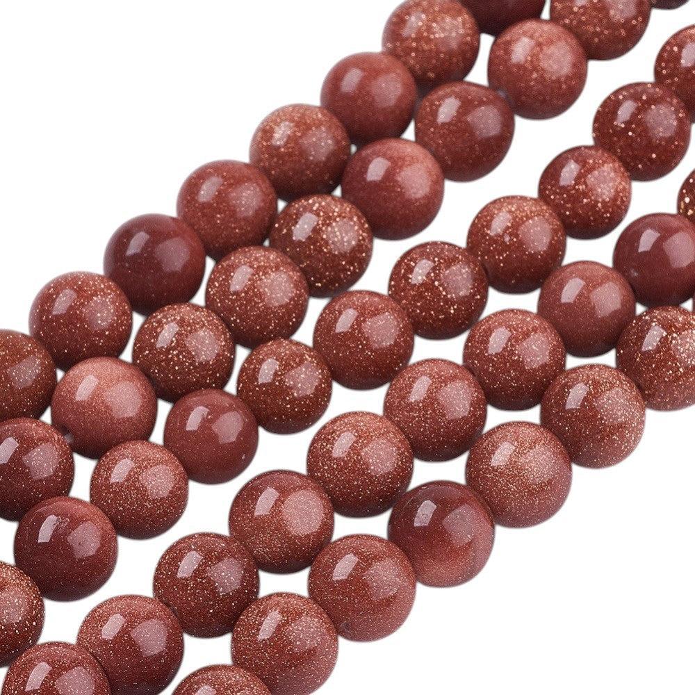 Edelsteen Rond Goldstone Goud Bruin 6mm - per zakje (20 stuks)-Kraaltjes van Renate