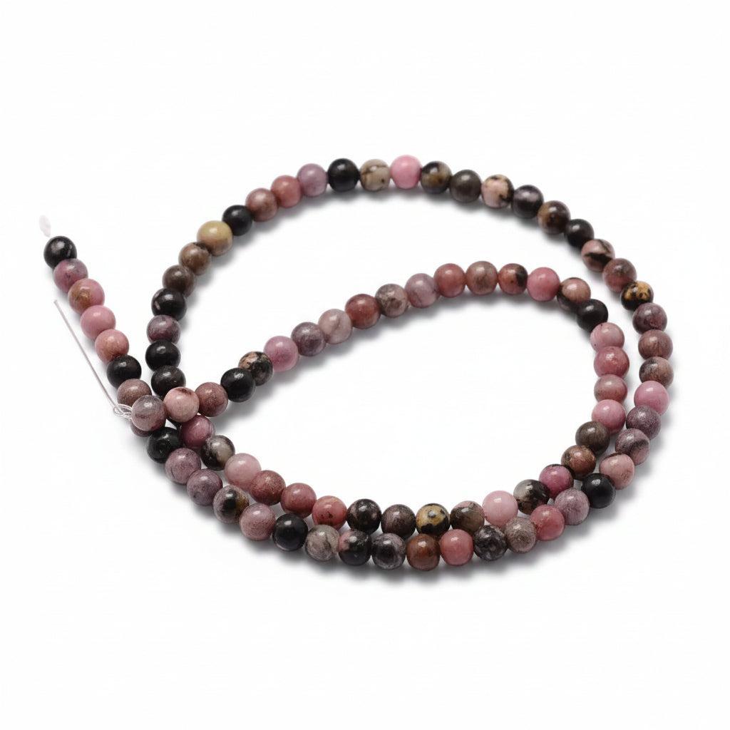 Edelsteen Rond Rhodonite Roze 6mm - per 15 stuks-Kralen-Kraaltjes van Renate