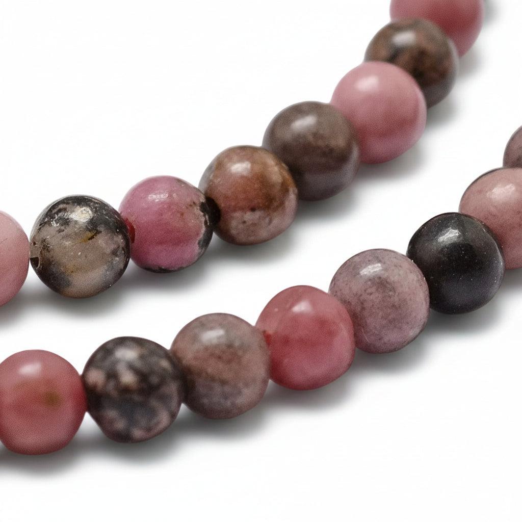 Edelsteen Rond Rhodonite Roze 6mm - per 15 stuks-Kralen-Kraaltjes van Renate