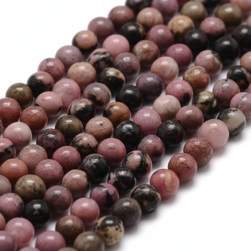 Edelsteen Rond Rhodonite Roze 6mm - per 15 stuks-Kralen-Kraaltjes van Renate