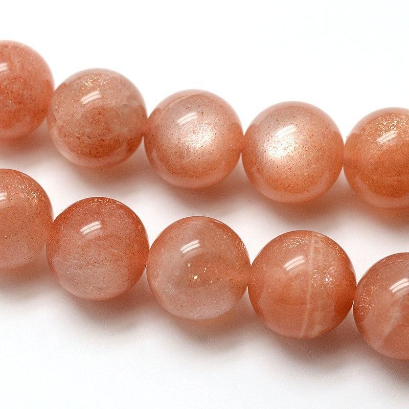 Edelsteen Rond Sunstone Oranje 6mm - per 10 stuks-Kralen-Kraaltjes van Renate