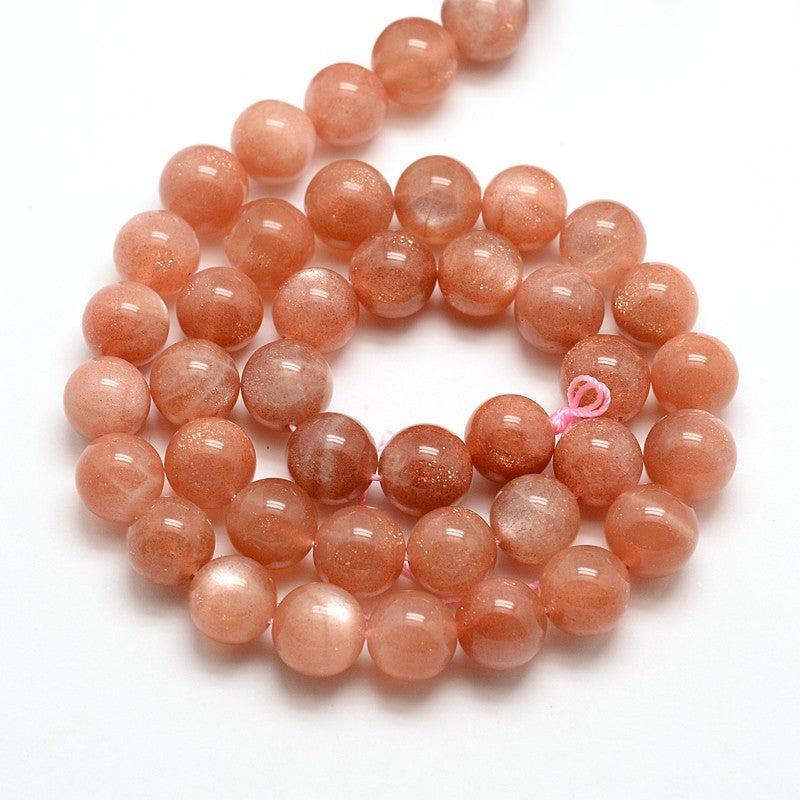 Edelsteen Rond Sunstone Oranje 6mm - per 10 stuks-Kralen-Kraaltjes van Renate