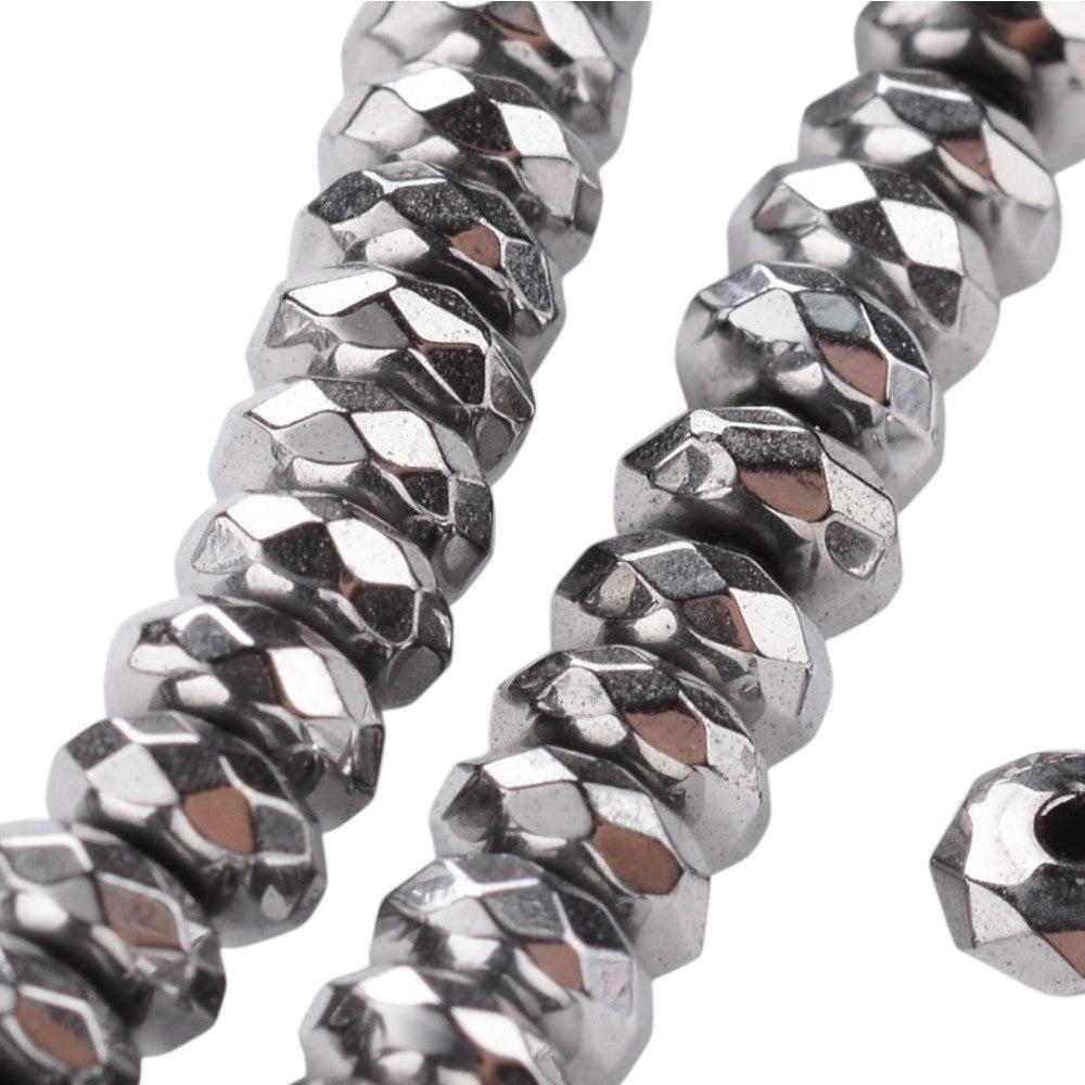 Edelsteen Rondel Grijs Zwart 4x2mm - per zakje (20 stuks)-Kralen-Kraaltjes van Renate