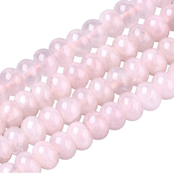 Edelsteen rose quartz rondelle 8mm roze - 8 stuks-Kralen-Kraaltjes van Renate