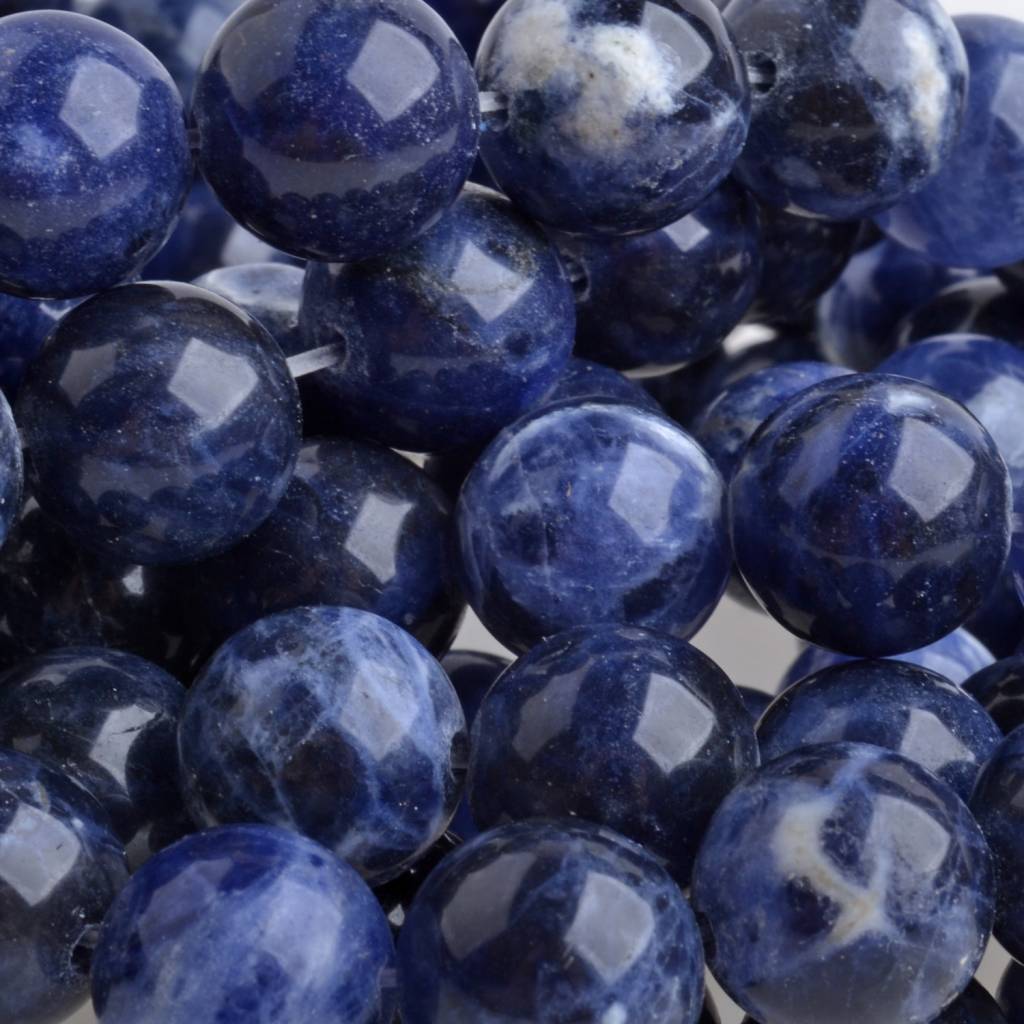 Edelsteen Sodaliet rond blauw 6mm - 10 stuks-Kraaltjes van Renate