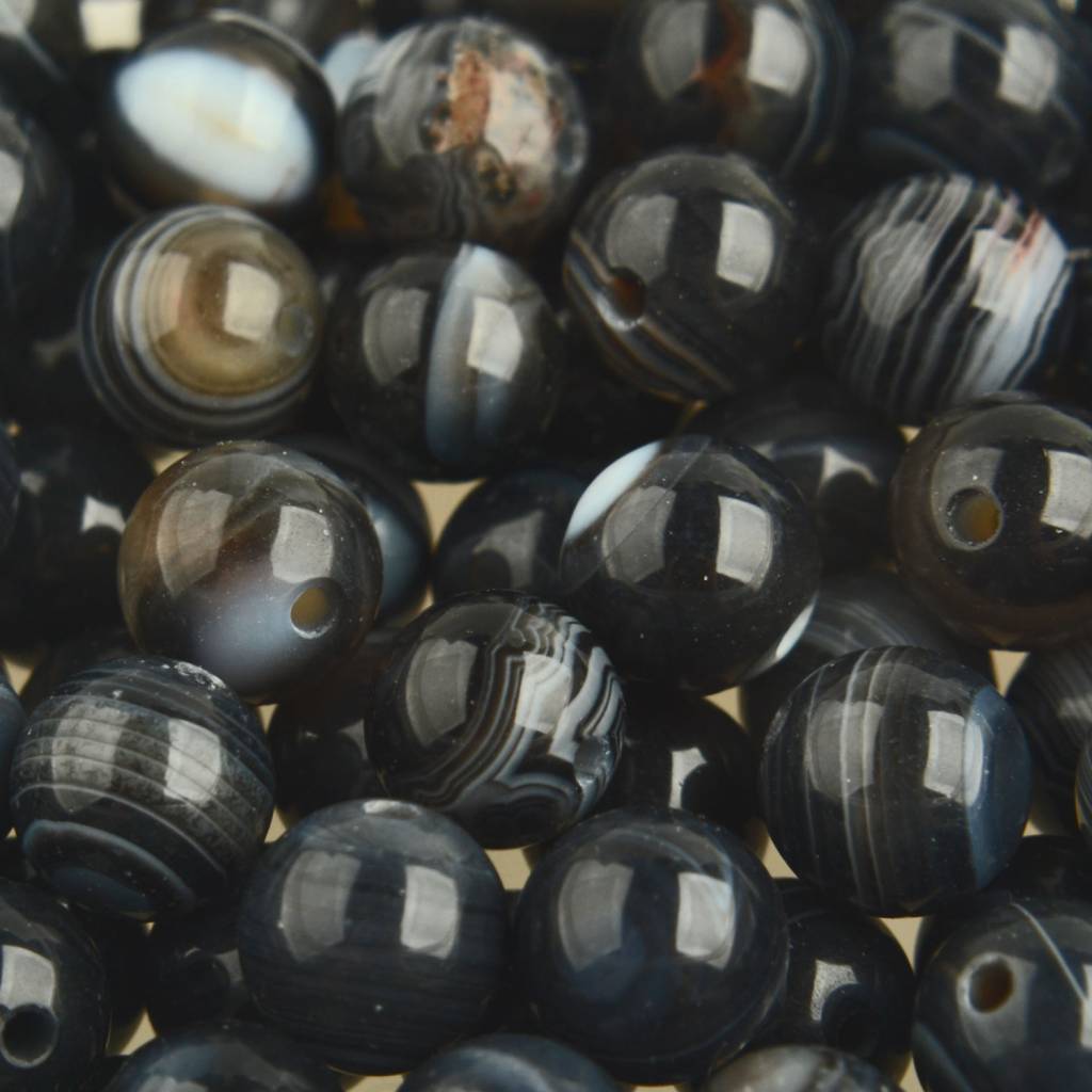 Edelsteen Striped agaat naturel zwart 8mm-Kraaltjes van Renate