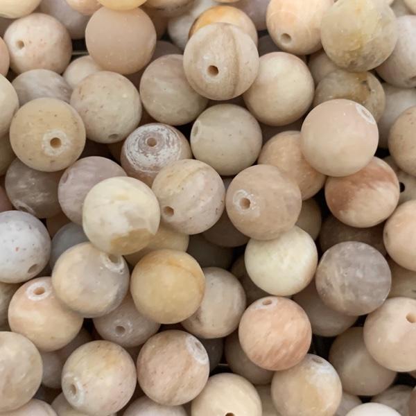 Edelsteen Sunstone Frosted rond 8mm-Kraaltjes van Renate