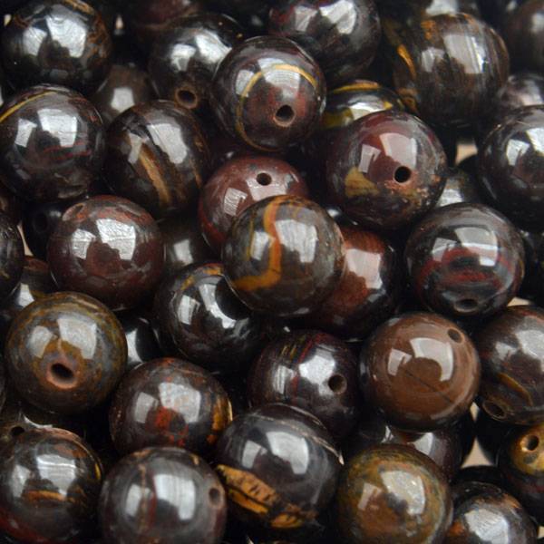 Edelsteen Tiger iron dark brown rond 8mm-Kraaltjes van Renate