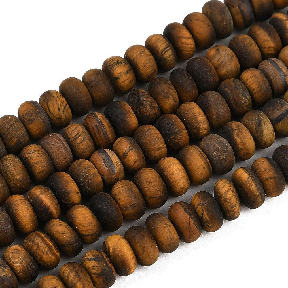 Edelsteen Tijgeroog Rondel Mat Bruin Goud 8x5mm - per stuk-Kraaltjes van Renate