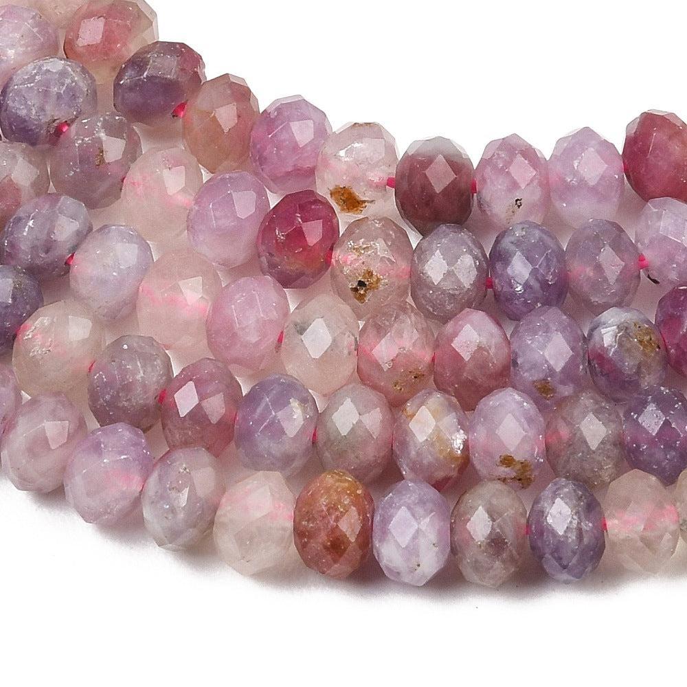 Edelsteen Tourmaline Rondel Roze Groen 6x5mm - per 10 stuks-Kraaltjes van Renate